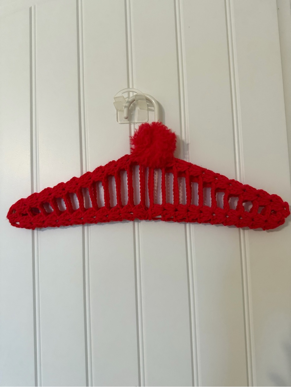 Red Crochet Pom-Pom Kids Hanger Cover - Brand: